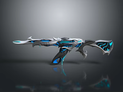 Futuristic Sci Fi Gun Design With Blue Glowing Accents And Sharp Details 3d model