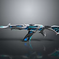 Futuristic Sci Fi Gun Design With Blue Glowing Accents And Sharp Details