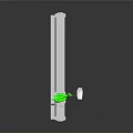Game and Movie Character Green Robotic Arm Moving on White Track with Mechanical Parts