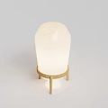 Elegant Modern Outdoor Light With White Lampshade And Gold Stand Design