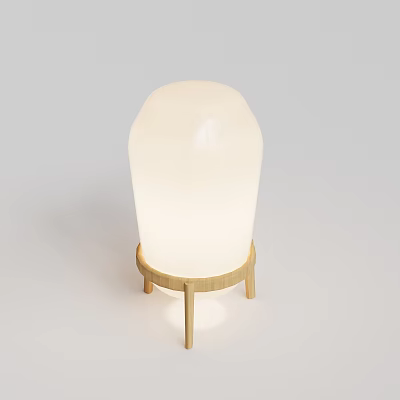 Elegant Modern Outdoor Light With White Lampshade And Gold Stand Design 3d model