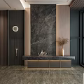 Italian Style Simple Cream Style Black Gold Entrance Partition 3d model