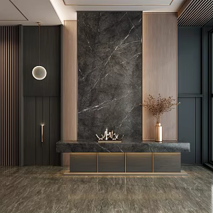 Italian Style Simple Cream Style Black Gold Entrance Partition 3d model