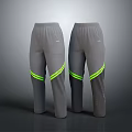 Gray Athletic Sports Pants With Neon Yellow Side Stripes For Active Wear