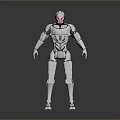Sleek White Red Robot Game Movie Character With Mechanical Design And Standing Pose