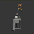 Modern Kitchen Interior Design With Metal Hanging Rack Stove Sink And Countertop