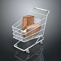 Retail Shopping Cart With Stacked Cardboard Boxes For Storage And Transport