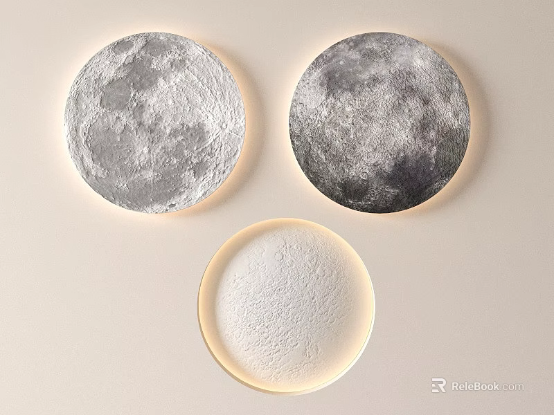 Modern Moon Shaped Wall Lamps With Various Phases For Ambient Lighting 3d model 