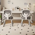 Comfortable Two Gray White Kids Study Chairs With Ergonomic Design For Children Learning Space