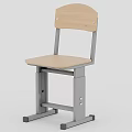 Simple Single Chair With Wooden Backrest And Seat Metal Frame Adjustable Design