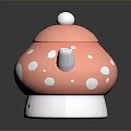 Adorable Pink Mushroom Shaped Teapot With White Dots And Smiley Face Design