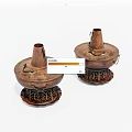 Two Traditional Copper Kitchen Cookware Pieces With Lid Handles And Carved Bases