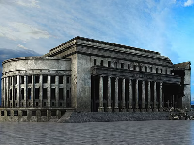 Classical Building Exterior With Rows Of Tall Stone Columns And Architectural Details 3d model