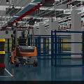 Spacious Modern Industrial Warehouse Equipped With Forklift Metal Storage Racks And Stacked Cargo Containers