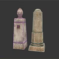 Two Decorative Stone Pillars With Ornate Tops And Classic Base Designs
