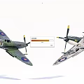 Two Green And White Vintage Fighter Planes In Flight With Propellers And Roundel Markings