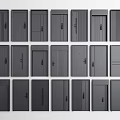 Various Modern Security Doors With Different Panel Designs And Handle Styles 3d model