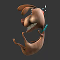 Cartoon Brown Dog Holding Phone Receiver With Surprised Expression On Gray Background