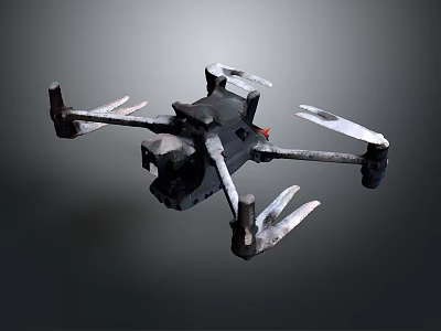 Black Industrial Drone Featuring Four Propeller Arms And Heavy Duty Body 3d model
