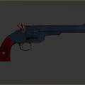 Vintage Revolver With Black Barrel Red Wooden Grip Metal Parts And Reflective Surface