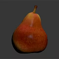 Shiny Red And Orange Pear On Dark Background Showing Vibrant Color And Smooth Surface