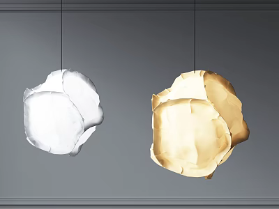 Modern Minimalist Pendant Lights With White And Beige Textured Wrinkled Design 3d model