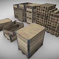 Organized Durable Wooden Crates And Pallets Stacked For Household Supplies Storage