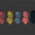 Colorful Patterned Scarves In Various Colors Arranged In A Row With Reflections