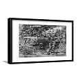 Black Framed Black And White Abstract Artwork With Textured Wall Background 3d model