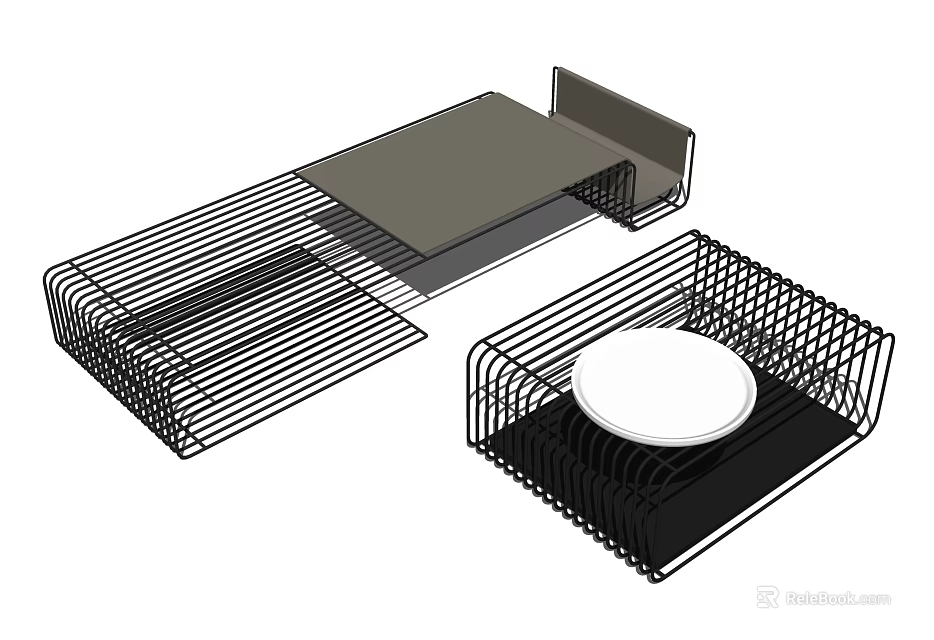 Elegant Modern Coffee Table With Black Metal Frame And Round Wood Top Design 3d model 
