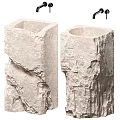 Pedestal Washbasins Featuring Natural Stone Texture And Artistic Rough Surface Design