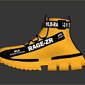 Yellow High Top Sneakers With Black Straps Dynamic RAGE-ZR MILBAR Branding And Chunky Sole Design