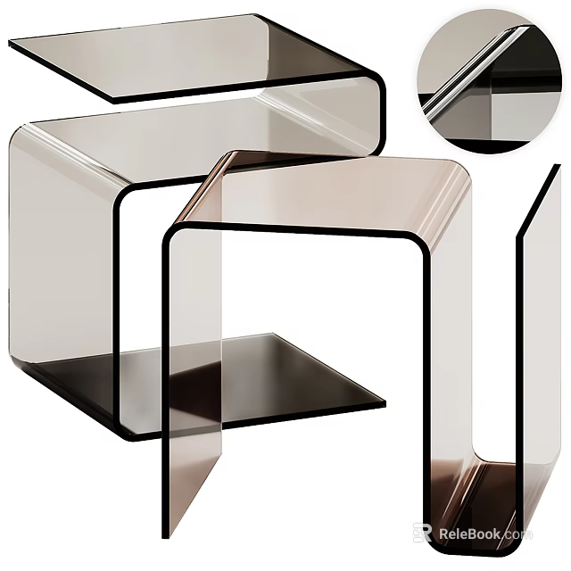 Modern Acrylic Side Table With Sleek Metal Frame And Transparent Design Structure 3d model