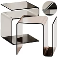 Modern Acrylic Side Table With Sleek Metal Frame And Transparent Design Structure 3d model