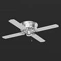 Stylish Silver Ceiling Fan With Four White Blades Decorative Mount And Pull Chain
