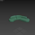 Modern Green Curved Sectional Sofa With Upholstered Design And Comfortable Seats