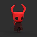 Cartoon Style Red Horned Game Character With Black Eyes And Cloak