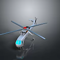 Cartoon Style Helicopter Model With Big Eyes Blue Windows Red Top And Silver Body