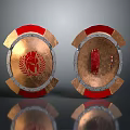 Ancient Medieval Ornate Shield With Red Gold Edges Emblem And Reflective Surface
