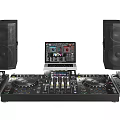 Professional Headphones And Speakers With DJ Mixing Gear Laptop Audio Setup