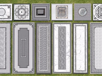 Garden Ornaments Decorative Paving Designs With Various Patterns And Stone Textures 3d model