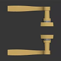 Golden Metal Door Handle with Modern Lock Design and Sleek Shiny Finish