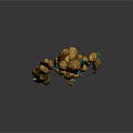 Mythical Stone Creature With Blue Glowing Appendages And Rock Formation Structure