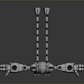 Futuristic Robot Game Movie Character With Mechanical Design Green Glowing Details Antennas And Open Arms
