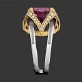 Elegant Silver Ring With Pink Gemstone And Gold Accents For Daily Use