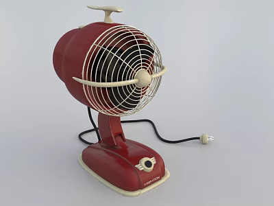 Air Conditioning Fan With Vintage Red Body And White Grille Classic Design 3d model