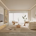 Modern Minimalist Living Room Interior Design With Neutral Tones Sofa Coffee Table And Plants