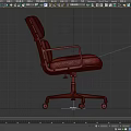 Modern Black Leather Single Chair With Armrests And Wheeled Base Design