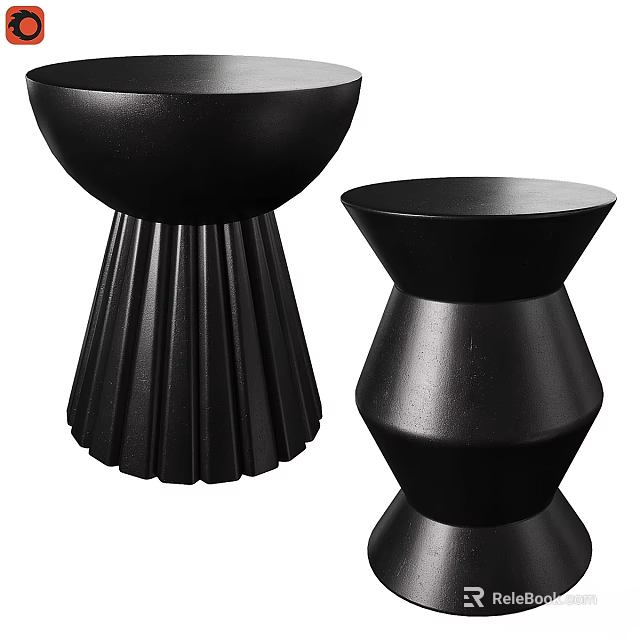 Modern Black Decorative Dining Tables With Stylish Unique Pedestal Bases 3d model
