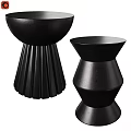 Modern Black Decorative Dining Tables With Stylish Unique Pedestal Bases 3d model